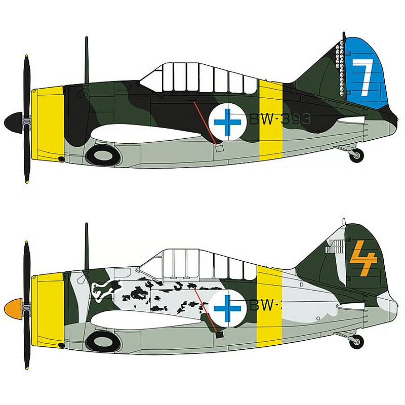 Hasegawa B-239 Buffalo Finnish Air Force Aces Combo - 2 Kits in 1 box 1/72 HALE02229