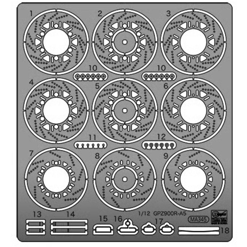 Hasegawa ETCHING PARTS for 1/12 Kawasaki GPZ900R (A5) (1988) 1/12 HALE21788