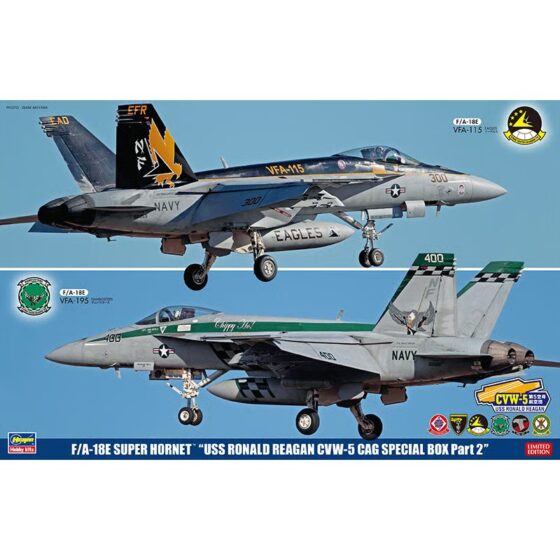 Hasegawa F/A-18E Super Hornet U.S.S RONALD REAGAN CVW-5 CAG Special Box 2 kits in 1 1/72 HALESP343