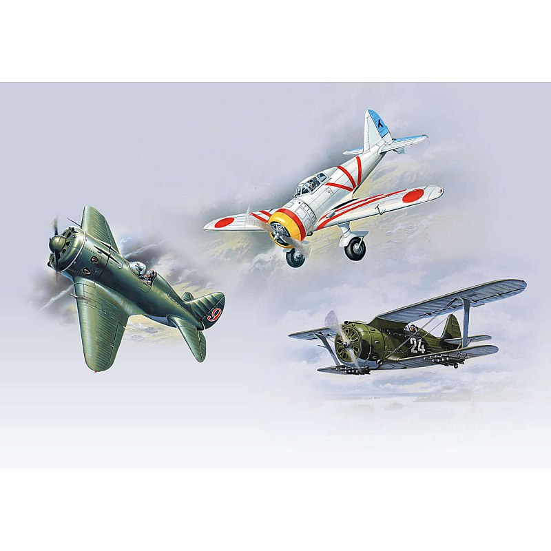 ICM Air Battle Over Khalkhin-Gol’ I-16 Type 18 / I-153 Chaika / Ki-27a (Set of 3 Aircraft) 1/72 DS7208 additional image 3