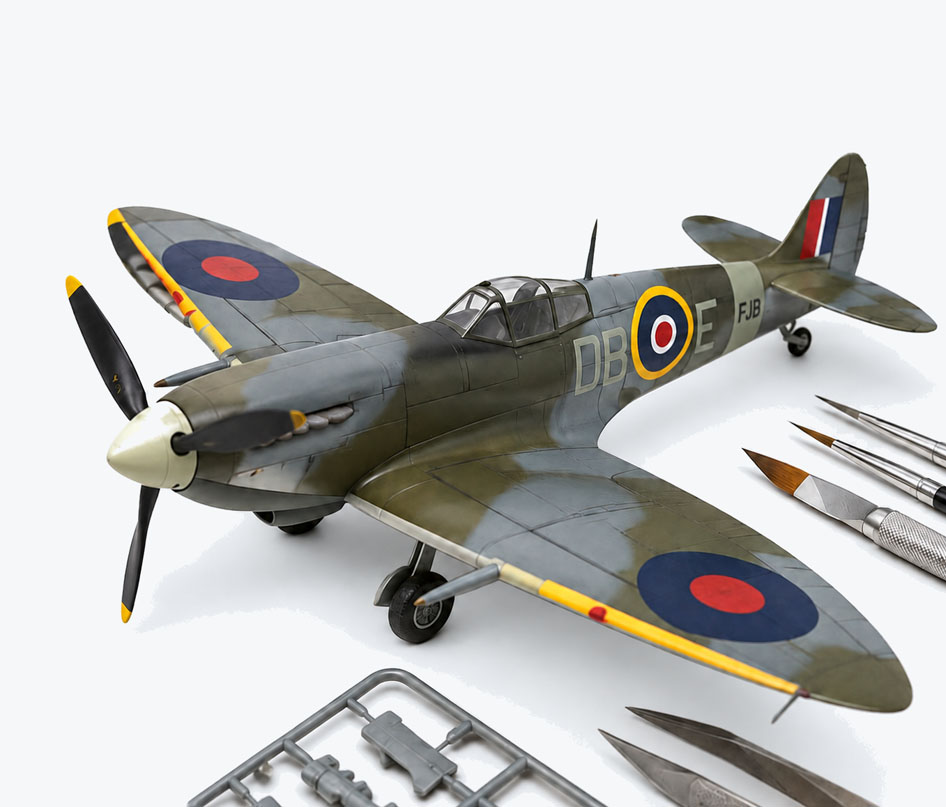 Scale model kits, paints and modelling tools