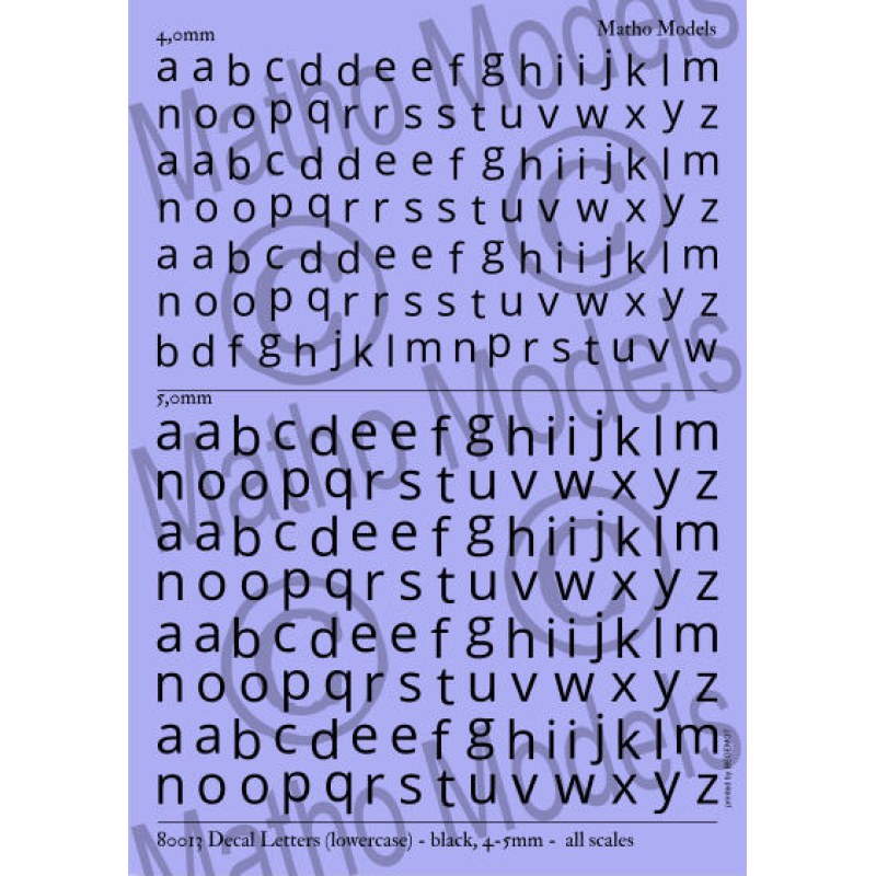 Matho Models Decal Letters (lowercase) - black 4-5mm 80013 additional image 2