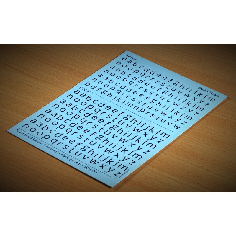 Matho Models Decal Letters (lowercase) - black 4-5mm 80013