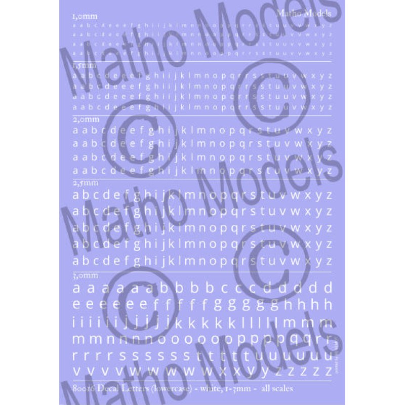 Matho Models Decal Letters (lowercase) - white 1-3mm 80016 additional image 2