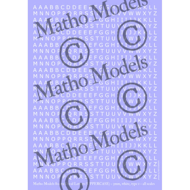 Matho Models Decal Letters (UPPERCASE) - 3mm white type 1 80052 additional image 3