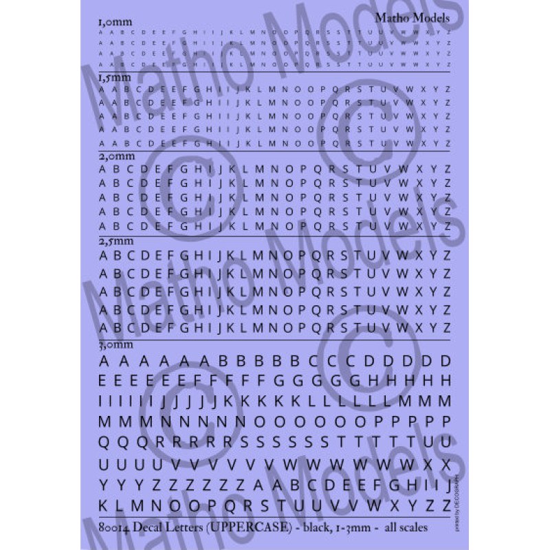 Matho Models Decal Letters (UPPERCASE) - black 1-3mm 80014 additional image 2