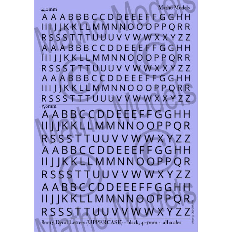 Matho Models Decal Letters (UPPERCASE) - black 4-5mm 80015 additional image 2