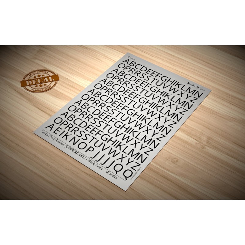 Matho Models Decal Letters (UPPERCASE) - black 8mm 80024