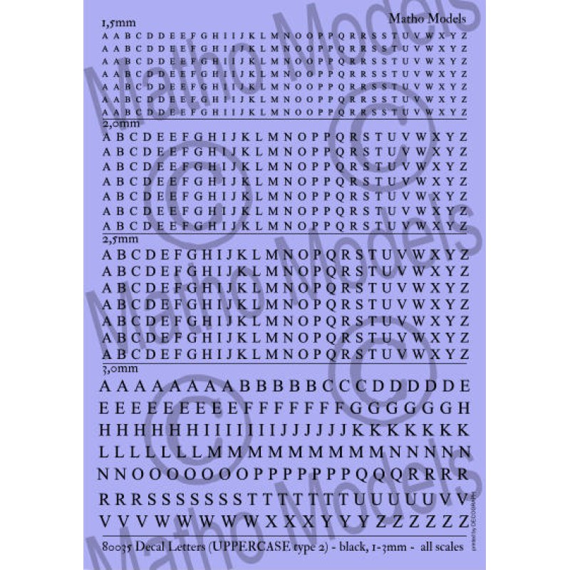 Matho Models Decal Letters (UPPERCASE type 2) - black 1.5-3mm 80035 additional image 2