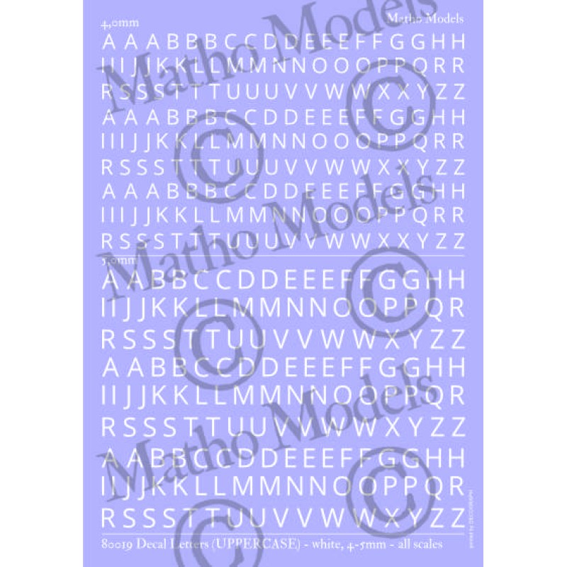 Matho Models Decal Letters (UPPERCASE) - white 4-5mm 80019 additional image 2
