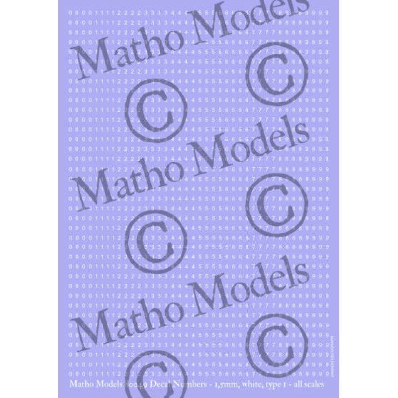 Matho Models Decal Numbers - 1.5mm white type 1 80049 additional image 3