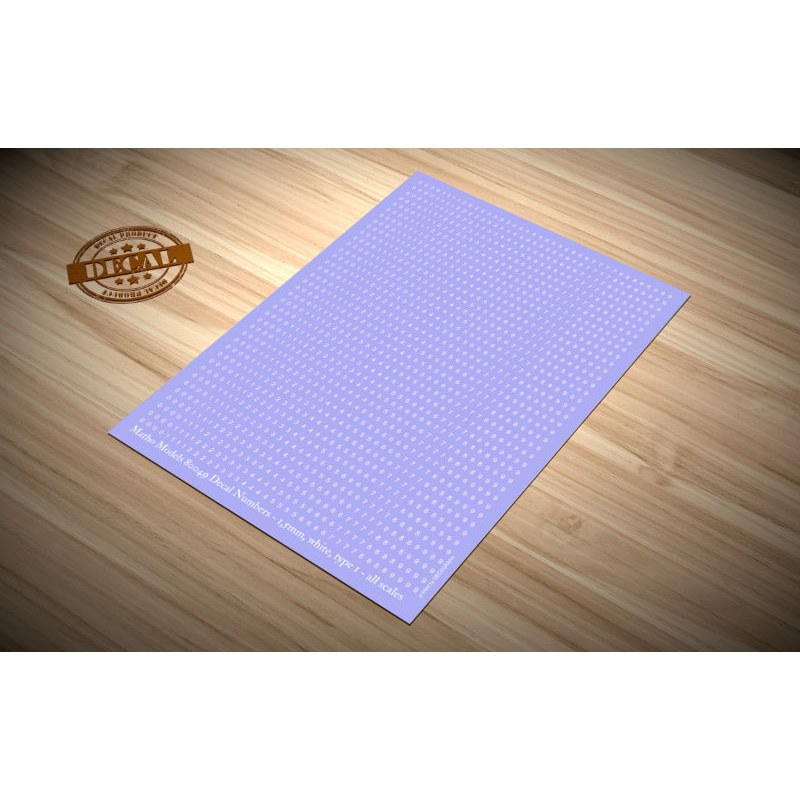 Matho Models Decal Numbers - 1.5mm white type 1 80049