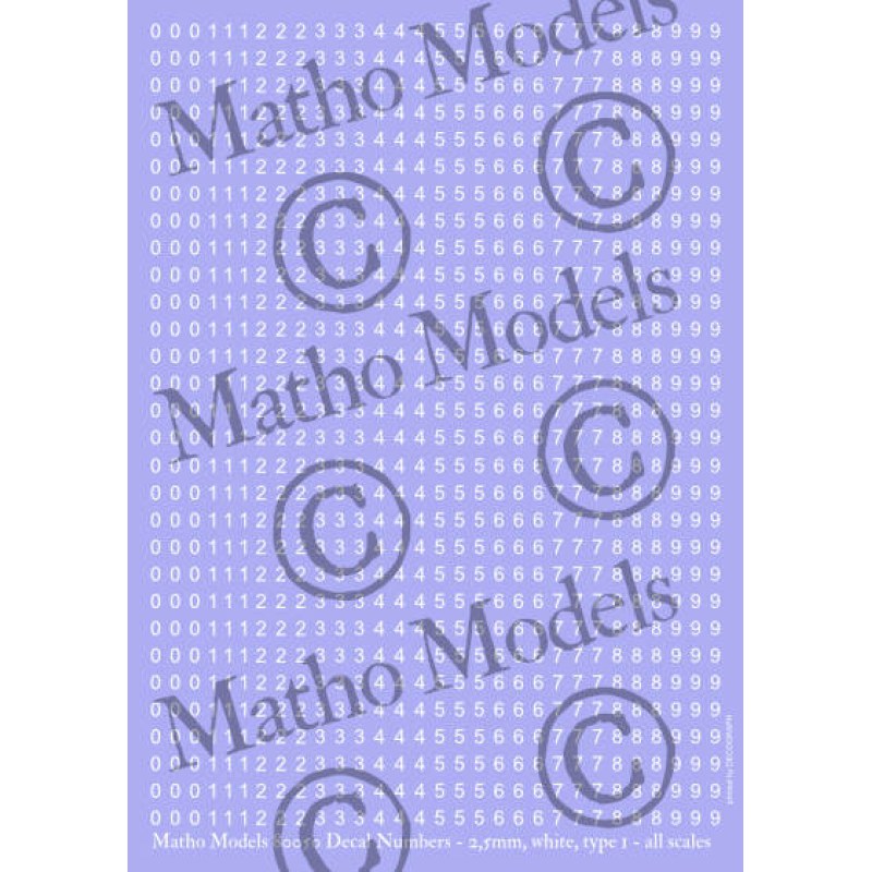 Matho Models Decal Numbers - 2.5mm white type 1 80050 additional image 3