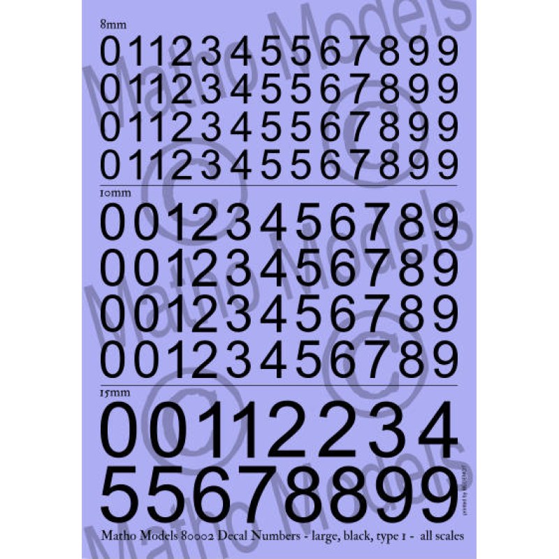 Matho Models Decal Numbers - large black type 1 80002 additional image 2