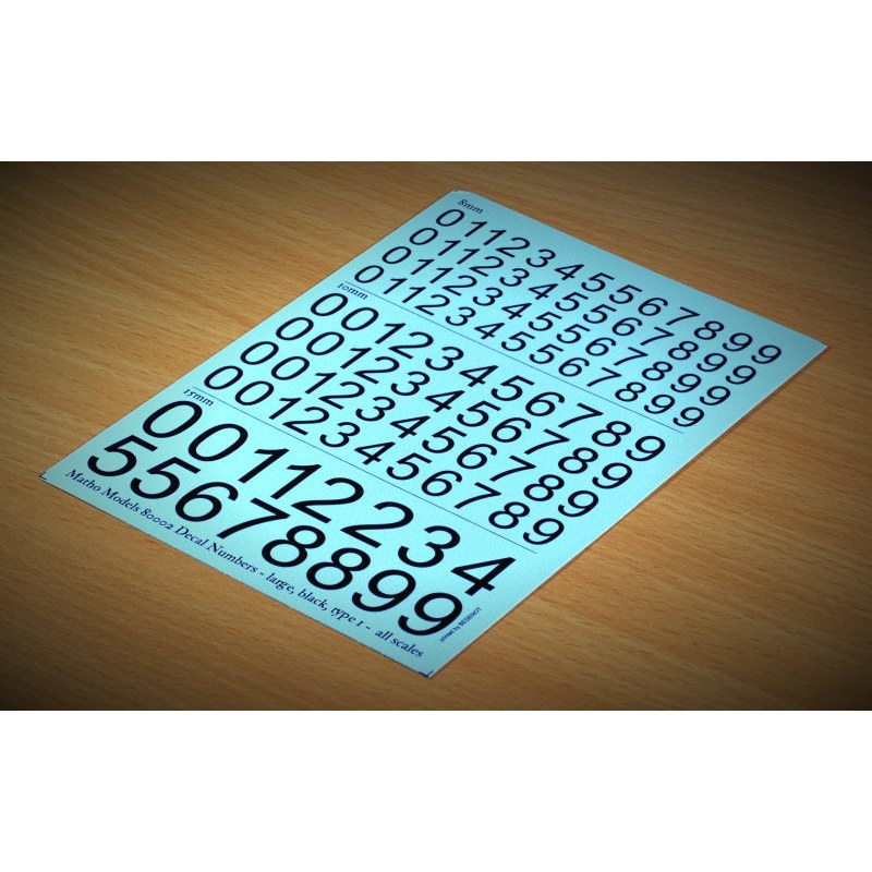 Matho Models Decal Numbers - large black type 1 80002