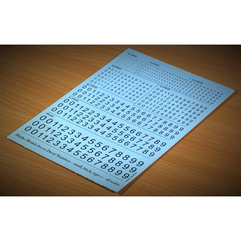 Matho Models Decal Numbers - small black type 1 80001
