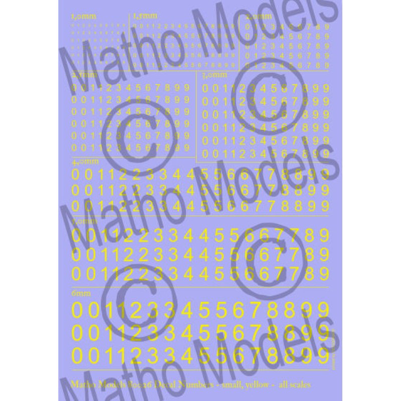 Matho Models Decal Numbers - small yellow 80026 additional image 2