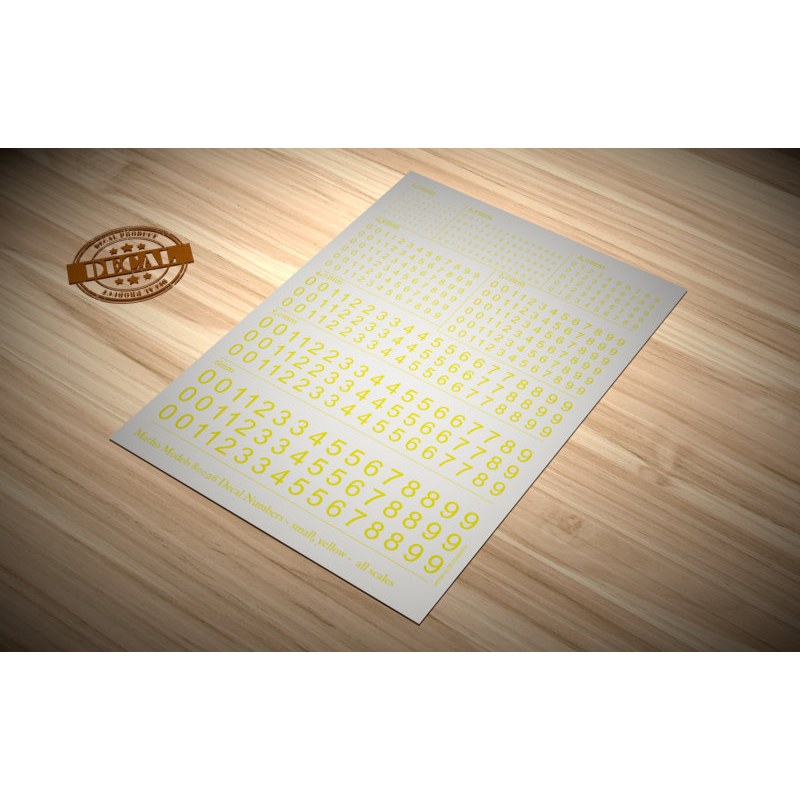 Matho Models Decal Numbers - small yellow 80026
