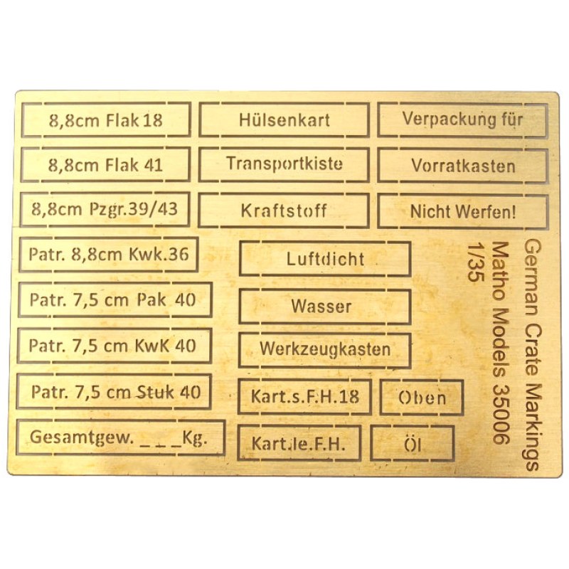 Matho Models German Crate Markings (airbrush templates) 1/35 35006
