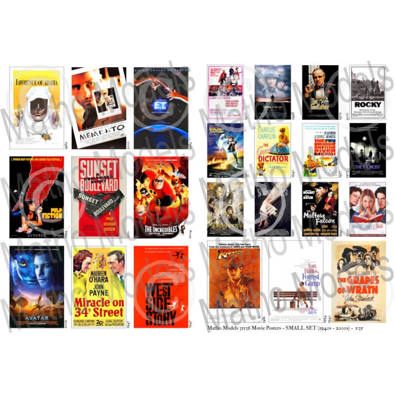 Matho Models Movie Posters - SMALL SET (1940s - 2000s) 1/35 35136