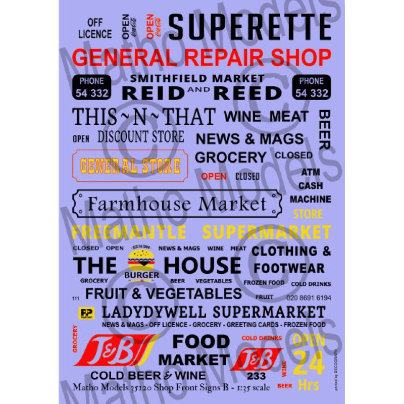 Matho Models Shop Front Signs B 1/35 35120 additional image 2