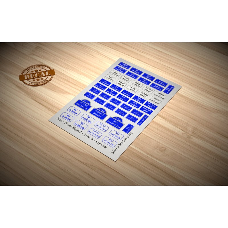 Matho Models Street Name Signs A - French 1/35 35123