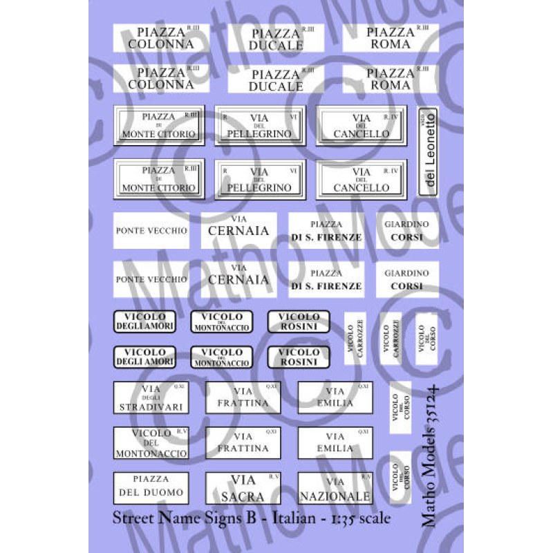 Matho Models Street Name Signs B - Italian 1/35 35124 additional image 2