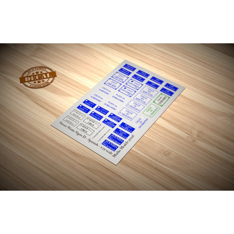 Matho Models Street Name Signs D - Spanish 1/35 35126