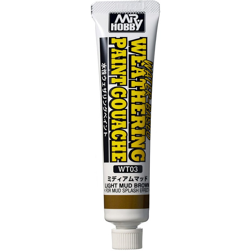 Mr Hobby WT-03 Water-based Weathering Paint Gouache (20ml) Light Mud Brown WT-03