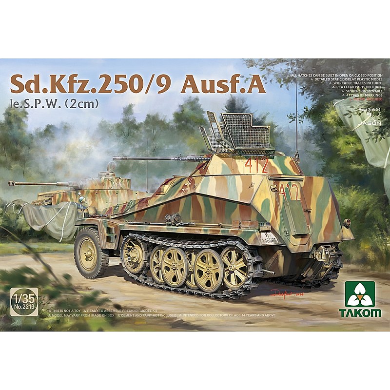Takom German Army SdKfz 250/9 Ausf A le SPW (2 cm) Half-Track 1/35 02213