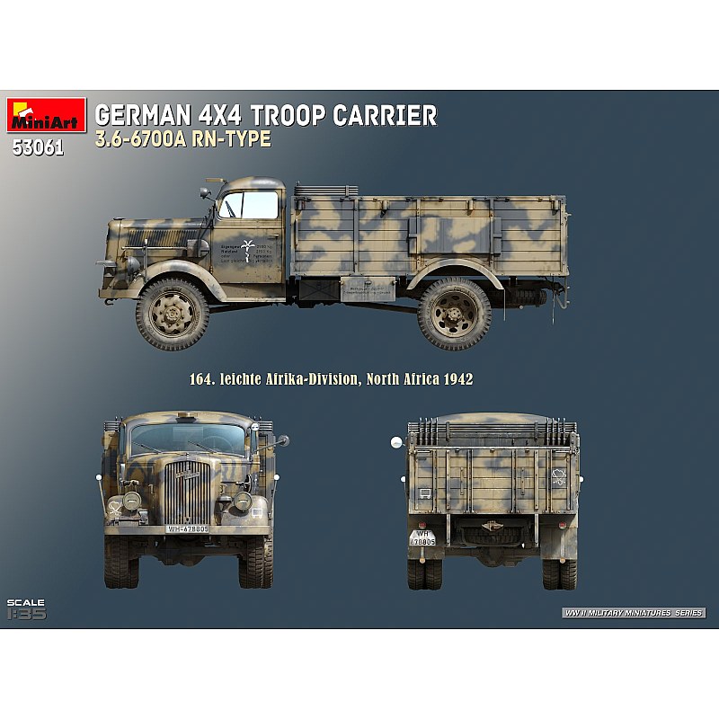 Miniart GERMAN 4X4 TROOP CARRIER 3.6-6700A RN-TYPE 1/35 53061 additional image 4
