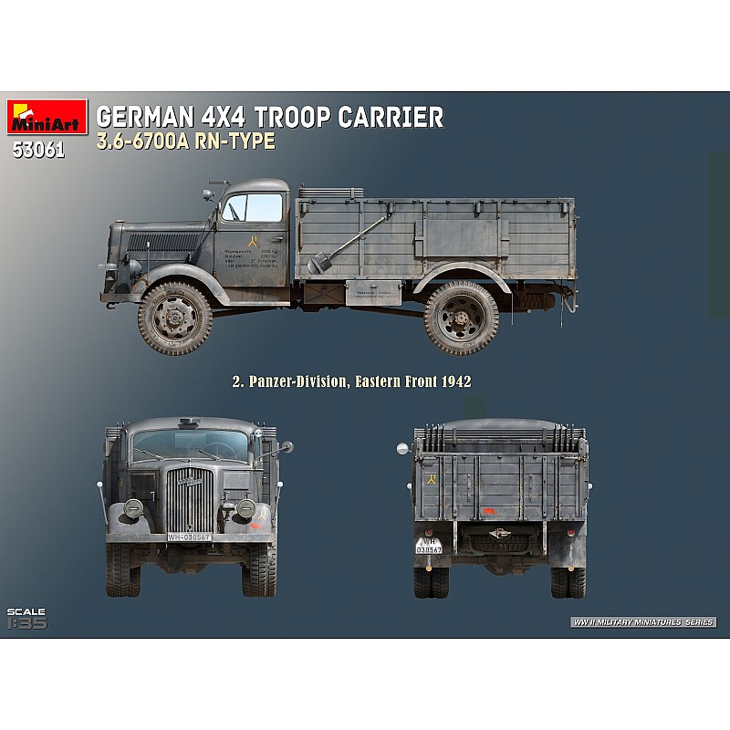 Miniart GERMAN 4X4 TROOP CARRIER 3.6-6700A RN-TYPE 1/35 53061 additional image 6